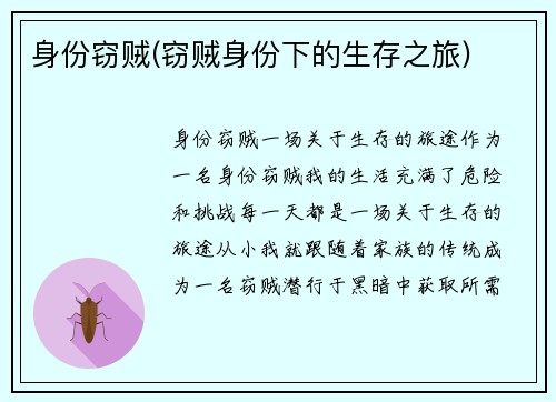 身份窃贼(窃贼身份下的生存之旅)