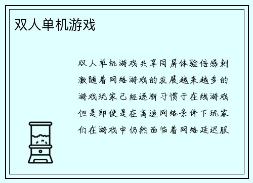 双人单机游戏